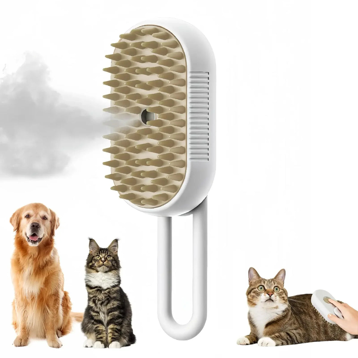 3-in-1 Steam Spray Pet Hair Removal & Massage Brush
