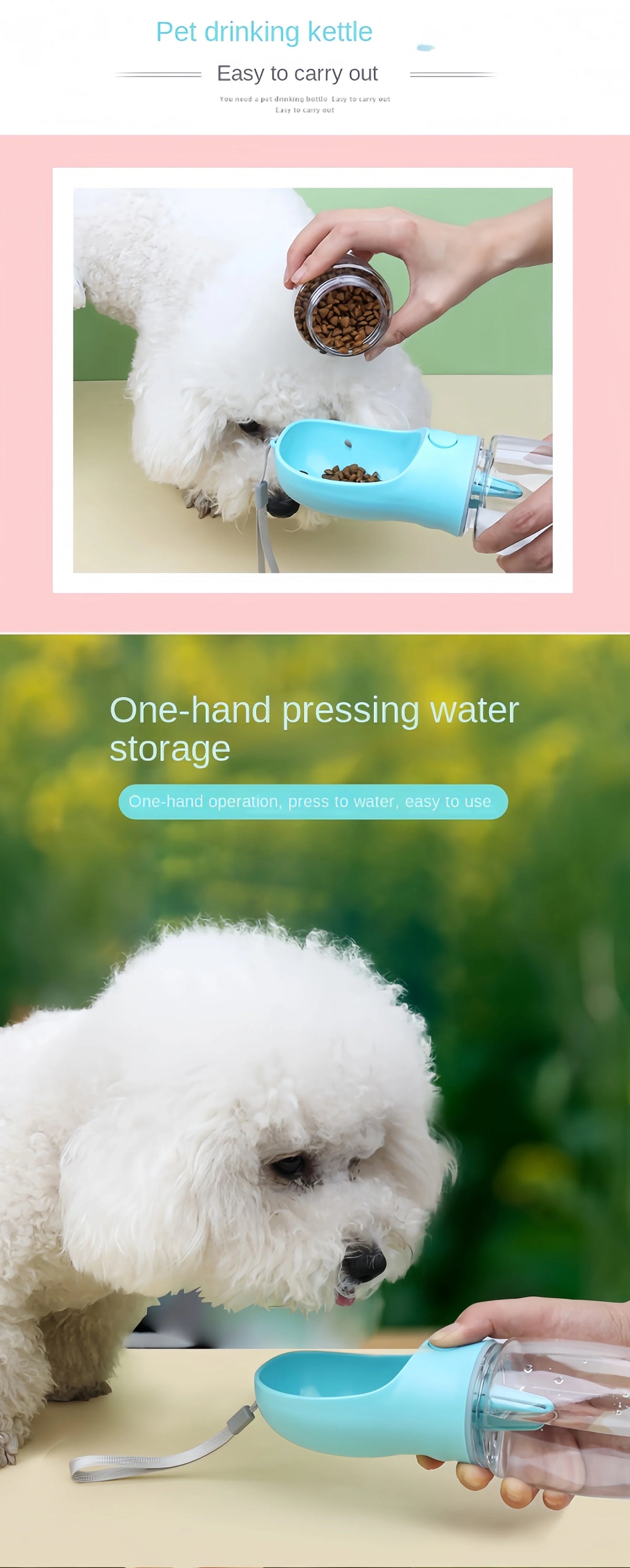 3-in-1 Multifunctional Portable Pet Water Bottle & Food Feeder