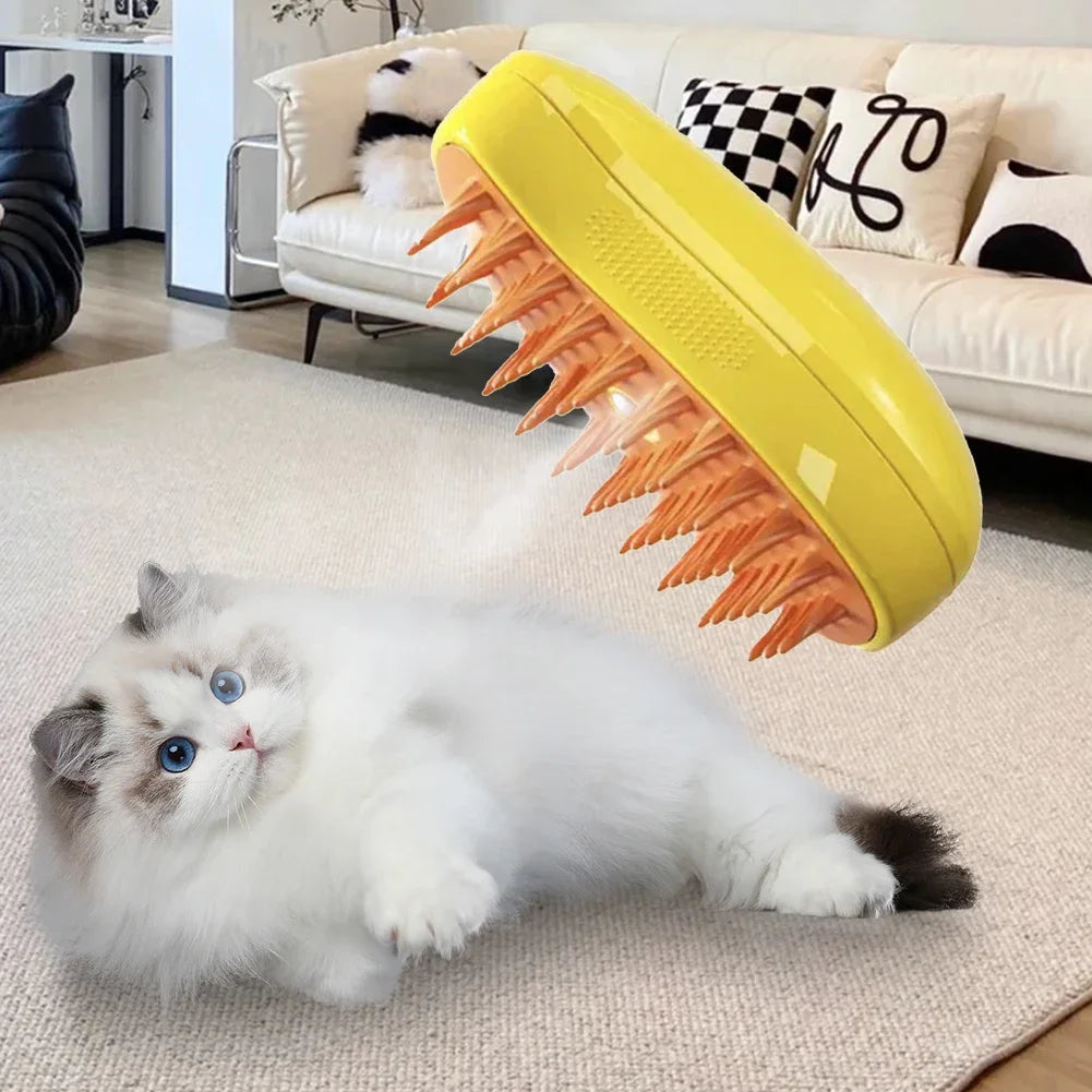 3-in-1 Steam Spray Pet Hair Removal & Massage Brush