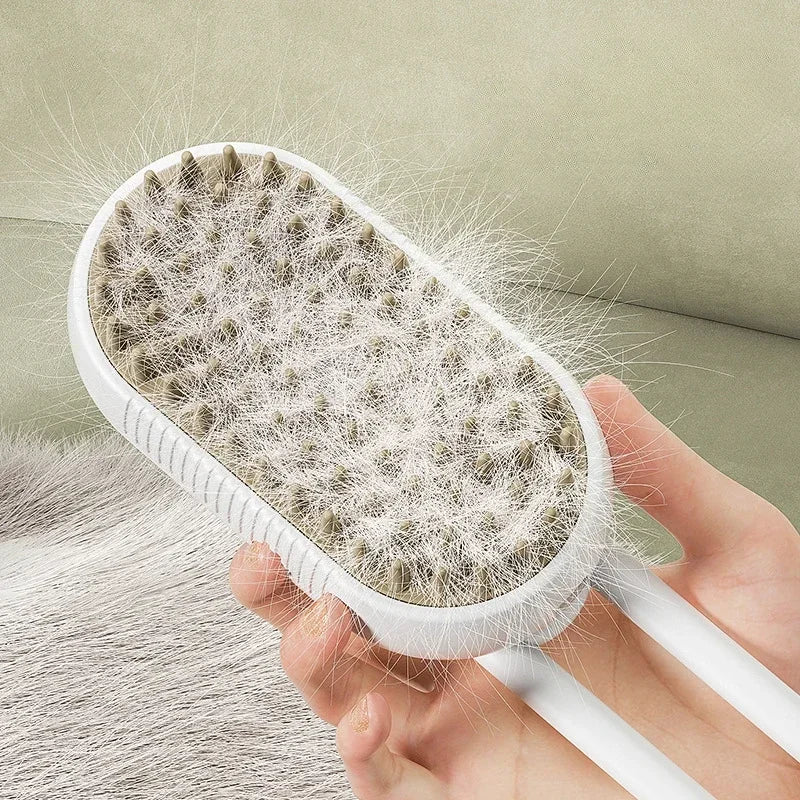 3-in-1 Steam Spray Pet Hair Removal & Massage Brush