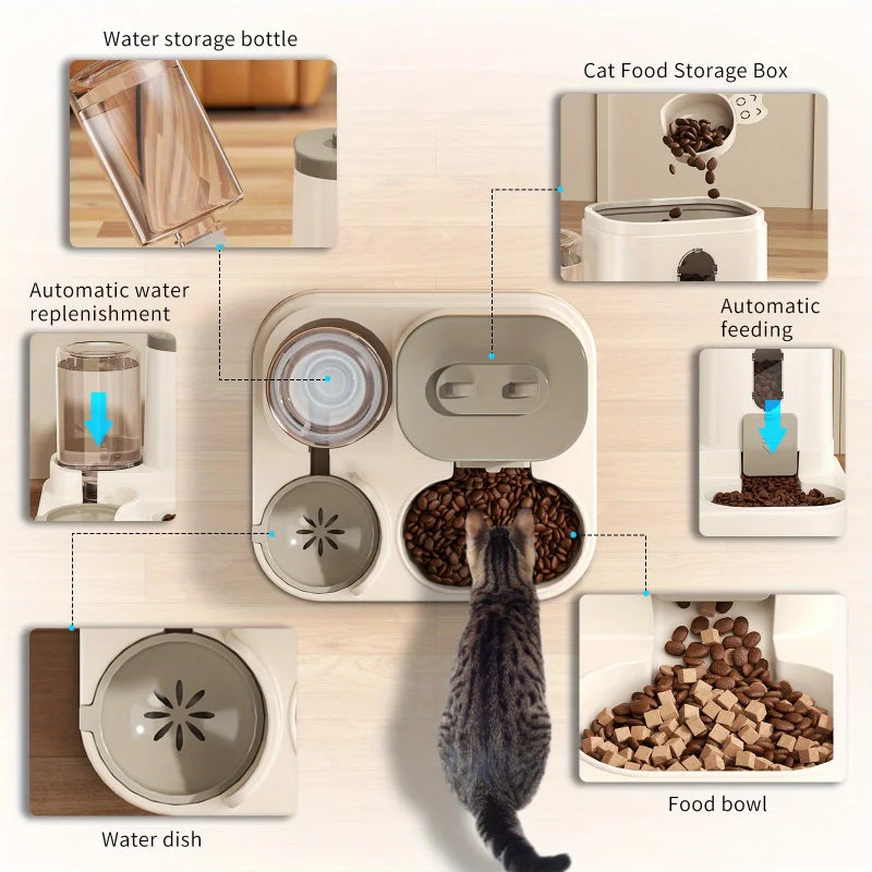 Spill-Proof Pet Feeder & Water Fountain Combo
