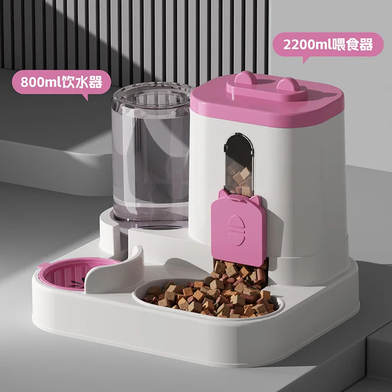 Spill-Proof Pet Feeder & Water Fountain Combo