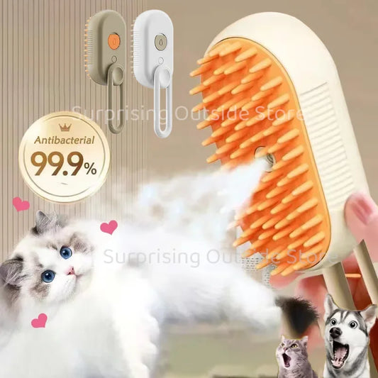 3-in-1 Steam Spray Pet Hair Removal & Massage Brush