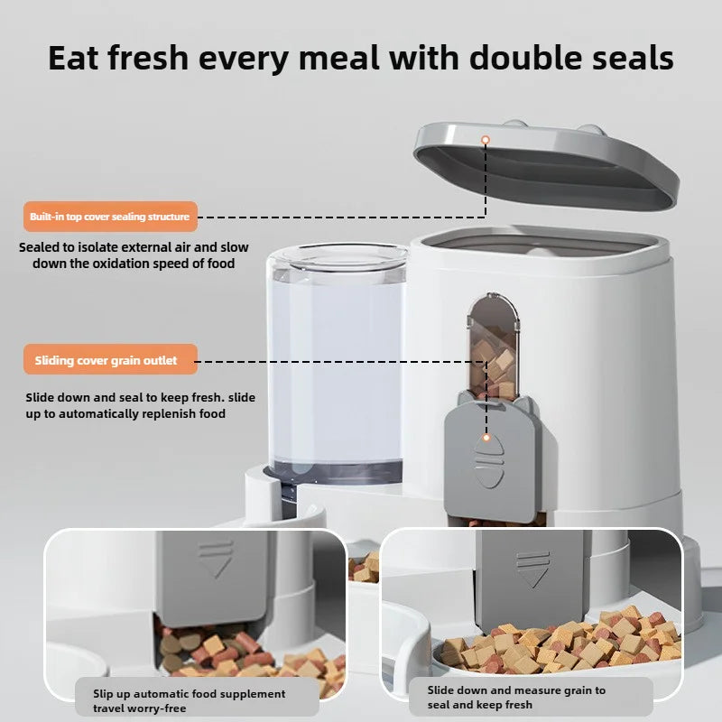 Spill-Proof Pet Feeder & Water Fountain Combo